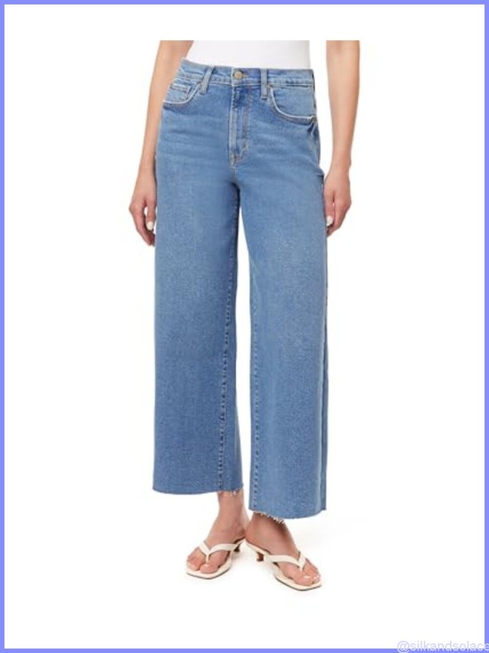 High-Rise Raw Edge Bootcut Jeans 27-Inch Inseam Wide Leg Denim